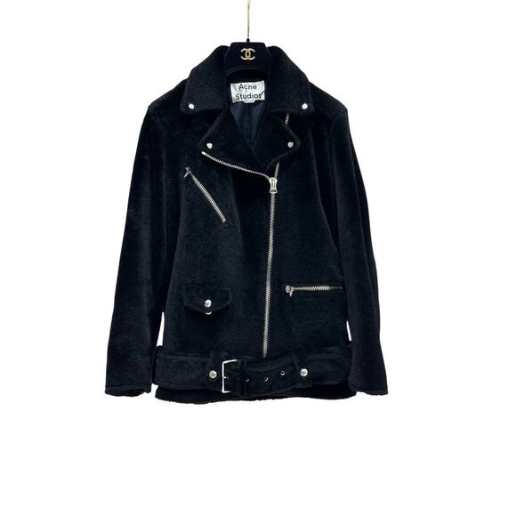 Acne Studios Shearling Leather Biker Jacket - Size 32 (XXS) - Picture 1 of 5